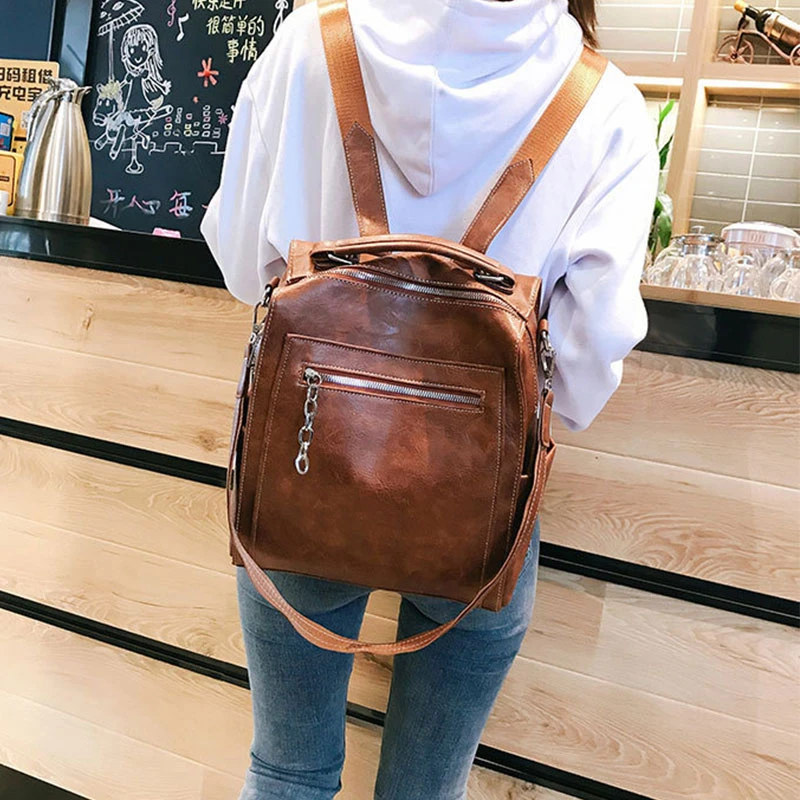 

Women's Luxury Vintage Bag College Style Fashionable Backpack Pu Bags For School Women Summer 2020 Travel Notebook Eco Friendly