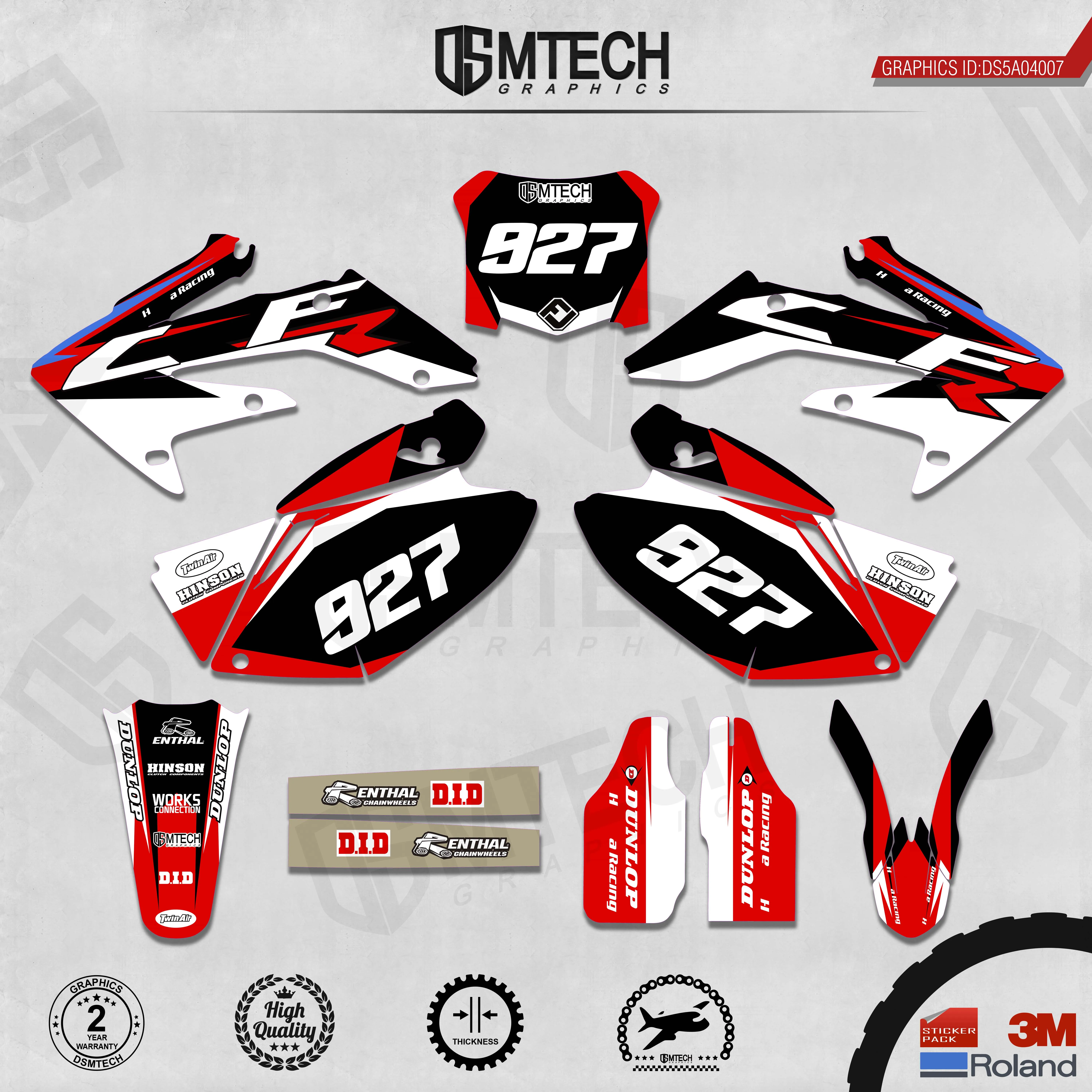 DSMTECH Customized Team Graphics Backgrounds Decals 3M Custom Stickers For 2004-2005 2006-2007 2008-2009 CRF250R 007