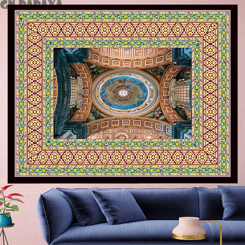 

luxury Florence Dome mandala tapestry boho decor retro rose plant goblen red Yoga mat Polyester bohemian Wall Hanging home decor