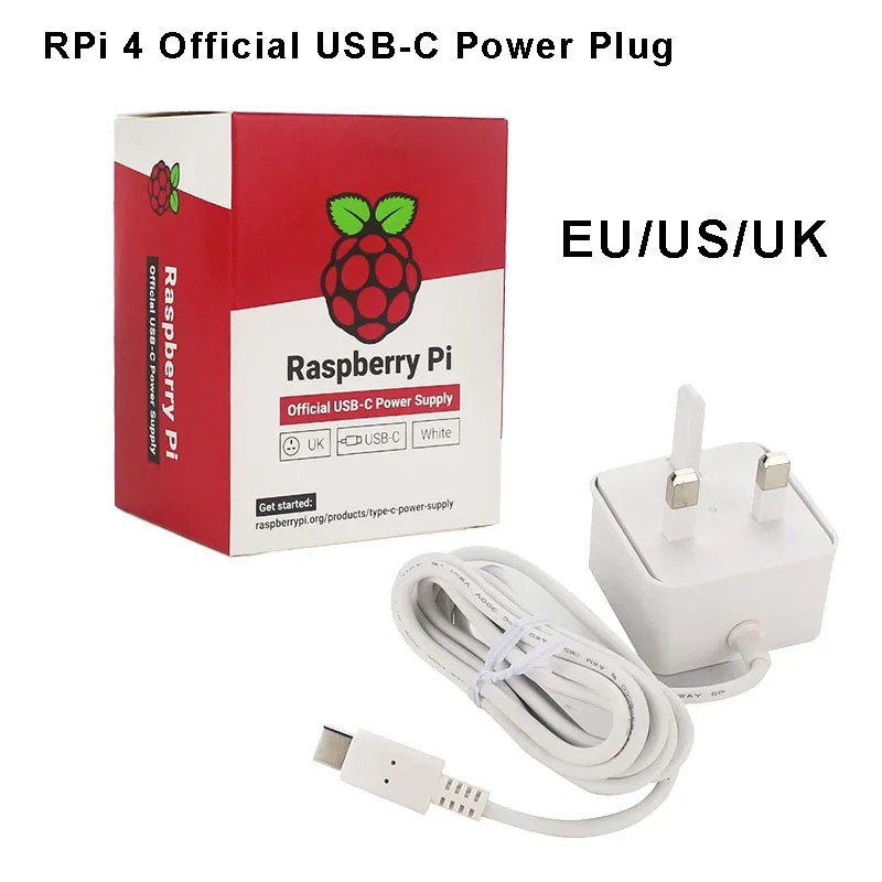 Официальный Raspberry Pi 4 Питание 5V 3A Зарядное устройство EU/US/UK US/AU разъем для
