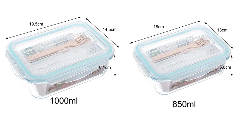 Корейский стиль Ланч-бокс стеклянный микроволновый Bento box Коробка для хранения еды школьные контейнеры для еды с отделениями для детей