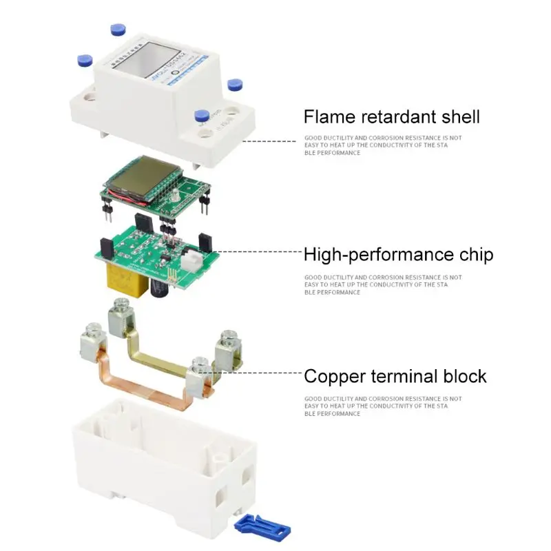 

LCD Digital Power Consumption Meter Single Phase Energy Meter Watt kWh 230V AC 50Hz Din Rail