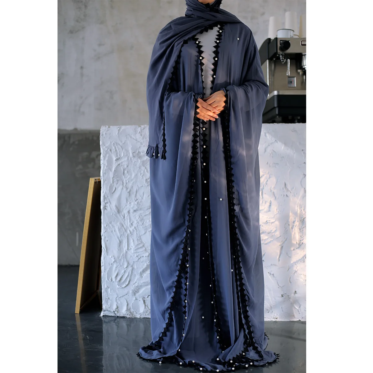 

Chiffon Abayas For Women Muslim Abaya Long Robe Big Swing Lace Dubai Arabian Hijab Dresses Jilbab Ramadan Arab Islamic Clothing