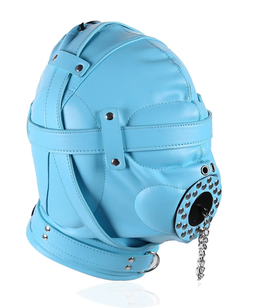 Регулируемый закрытый кожаный Фетиш с открытым ртом капюшон для бондажа