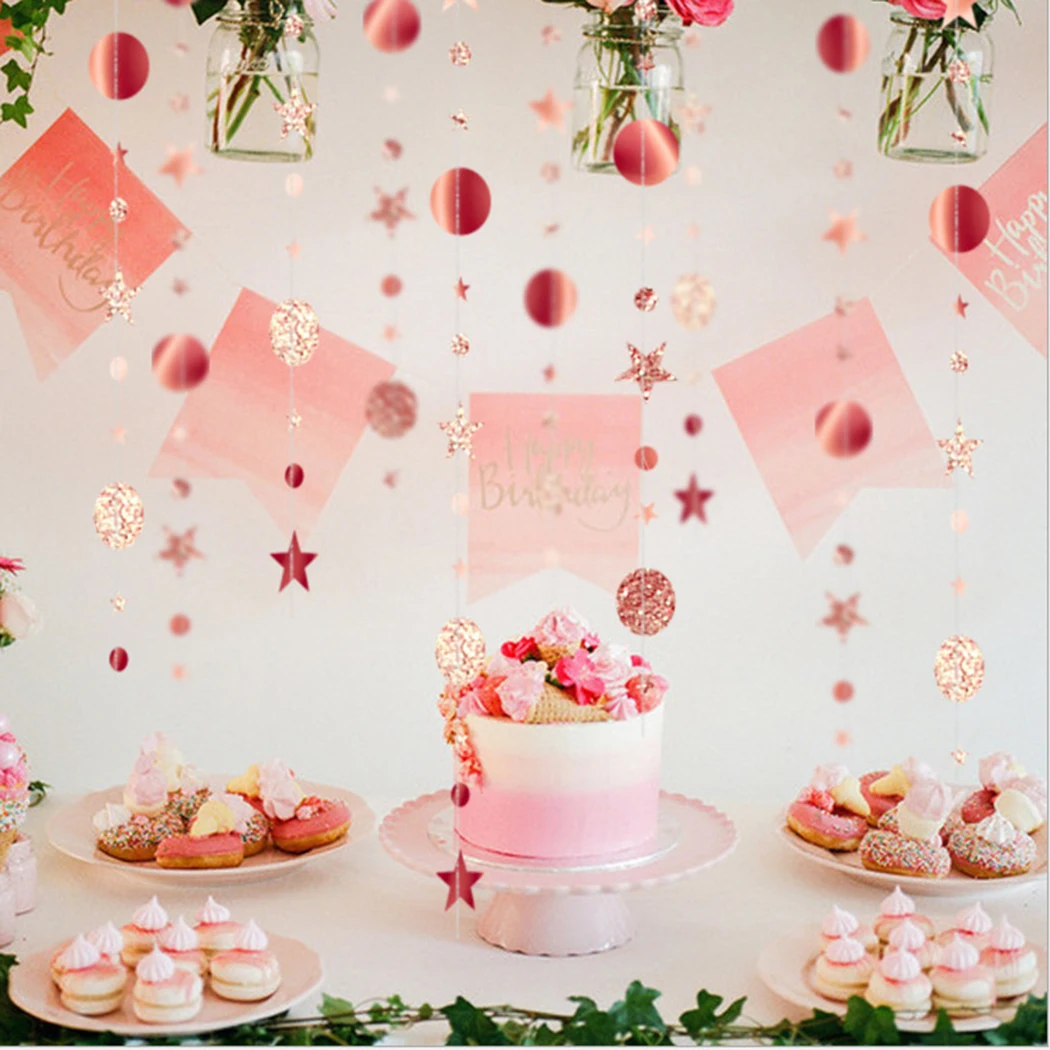 

New 4M Star Discs Paper Garland Ribbon Banner Birthday Party Wedding Christmas Home Decoration Pendant