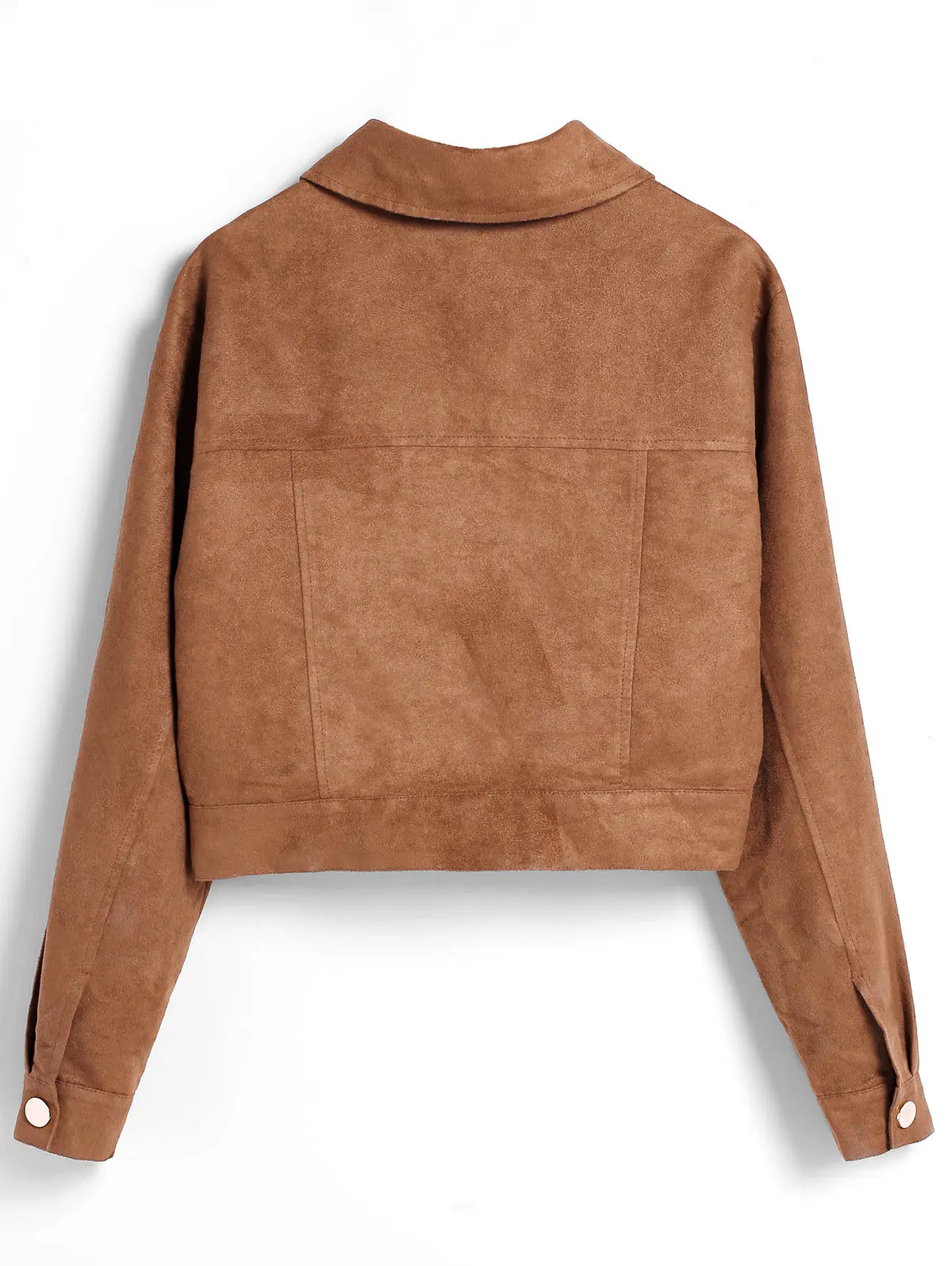 Укороченная куртка из искусственной замши с кнопками ZAFUL длинные рукава