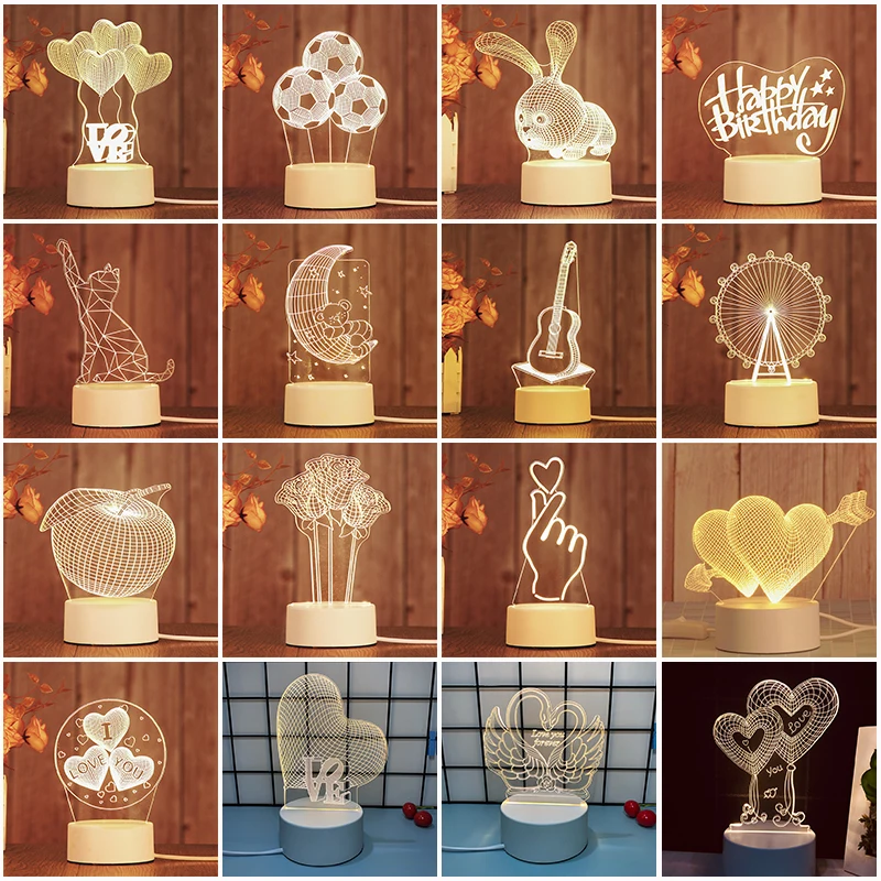 Светодиодный ночсветильник 3D в форме шара акриловая иллюзионная Настольная