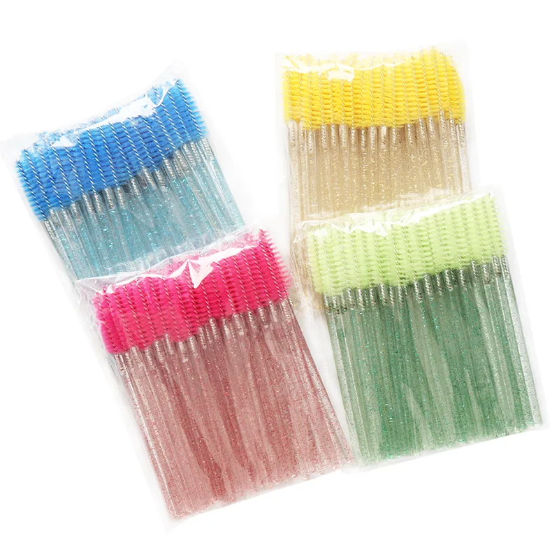 

100 Pcs Top Cosmetic Eyelash Brush Crystal Mascara Wands Applicator Diamond Eyelashes Brushes Disposable Make Up Brushes Tools