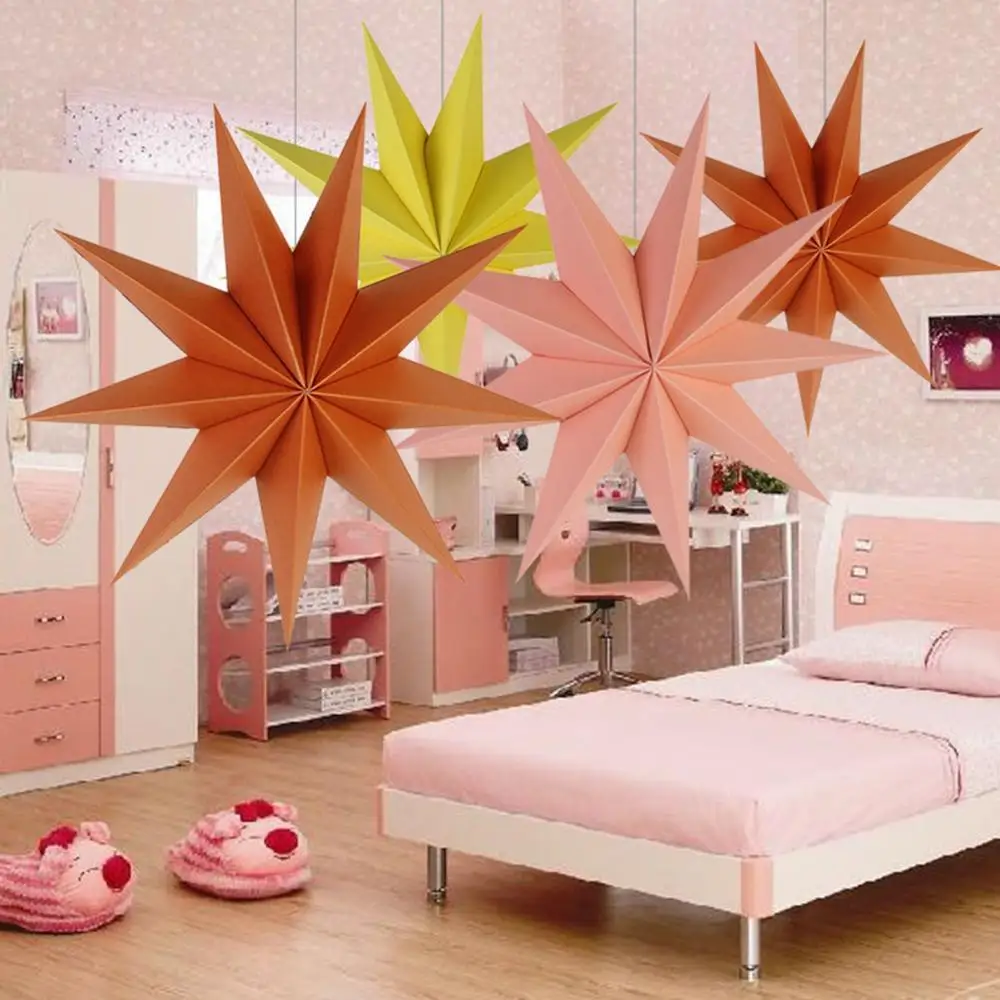 

30cm Nine-pointed Star Paper Kid Room Hanging New Year Party Ornament Decor