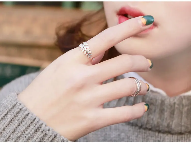 DIEERLAN Ретро Винтажные Ювелирные изделия серебряного цвета кристалл лист Кольца