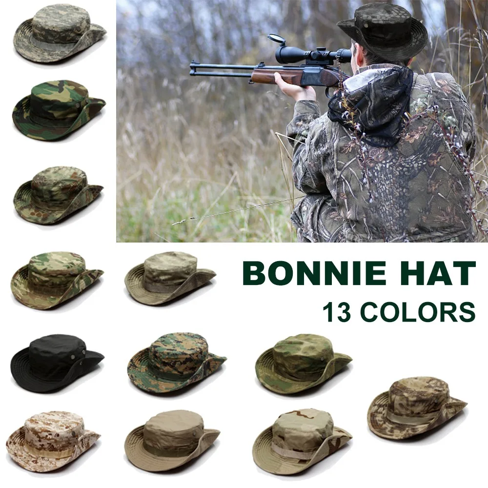 

Military Tactical Cap Men Camouflage Boonie Hat Sun Protector Outdoor Paintball Airsoft Army Training Fishing Hunting Hiking Cap