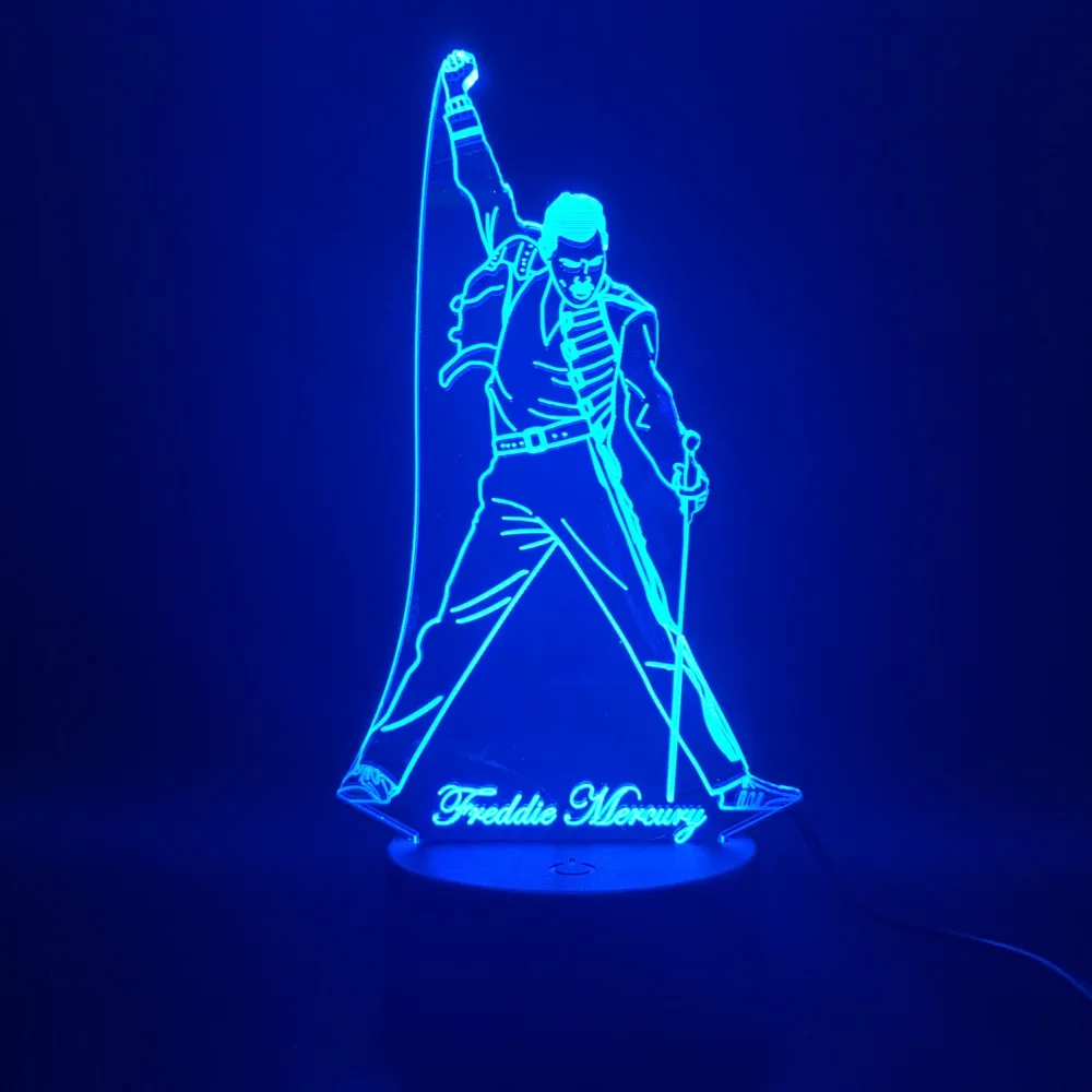 

Freddie Mercury Figure toys 3D Nightlight Visual Illusion LED 7 Color Changing Freddie Mercury Action Figure Novelty toys