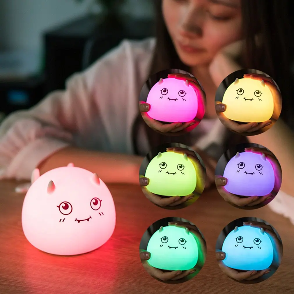 

Little Devil Shape Silicone Lamp USB Charging LED Light Atmosphere Night Light For Studying Working Bedroom