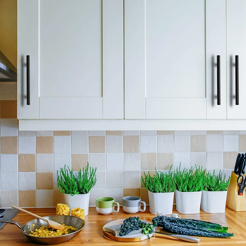 Плоская черная Современная фурнитура для шкафа ручка ящика кухонный шкаф