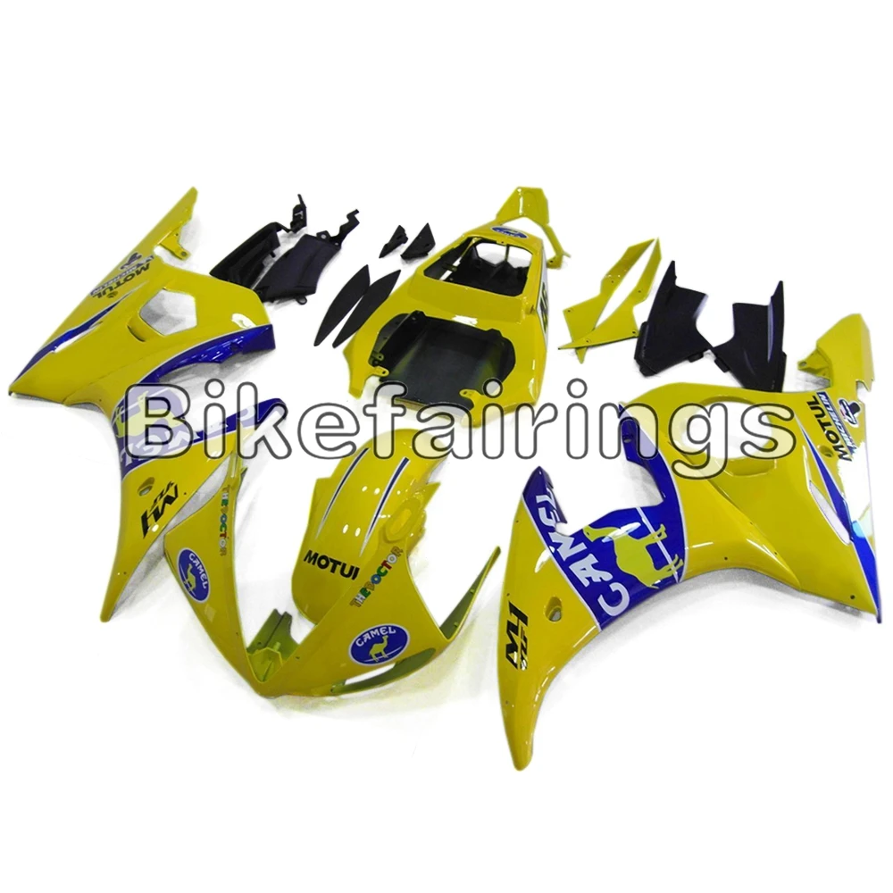 Motorcycle Injection Plastic Camel Yellow Blue Covers For Yamaha YZF-600 R6 2003 2004 2005 03 04 05 Complete Cowlings | Автомобили и