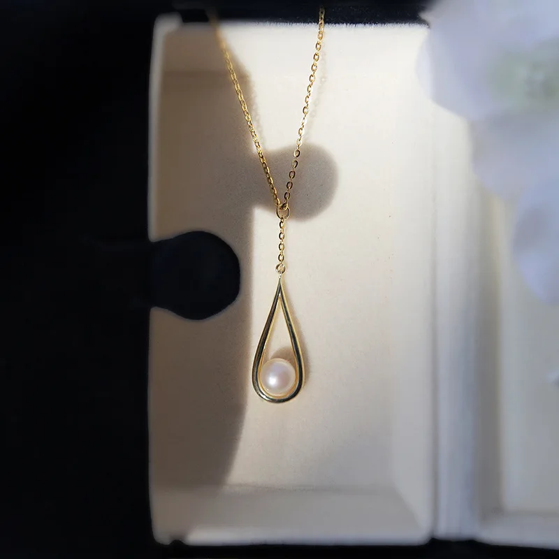 

Morivovog 925 Sterling Silver Freshwater Pearl Water Drop Pendant Necklace for Women French Luxury Necklace Designer Jewelry 925