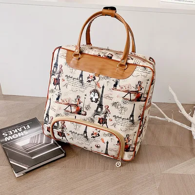 

2021 Ladies Travel Handbags Women Large Capacity Waterproof Swimming Bag Cartoon Print Luggage Casual Travel Bag PU Leather