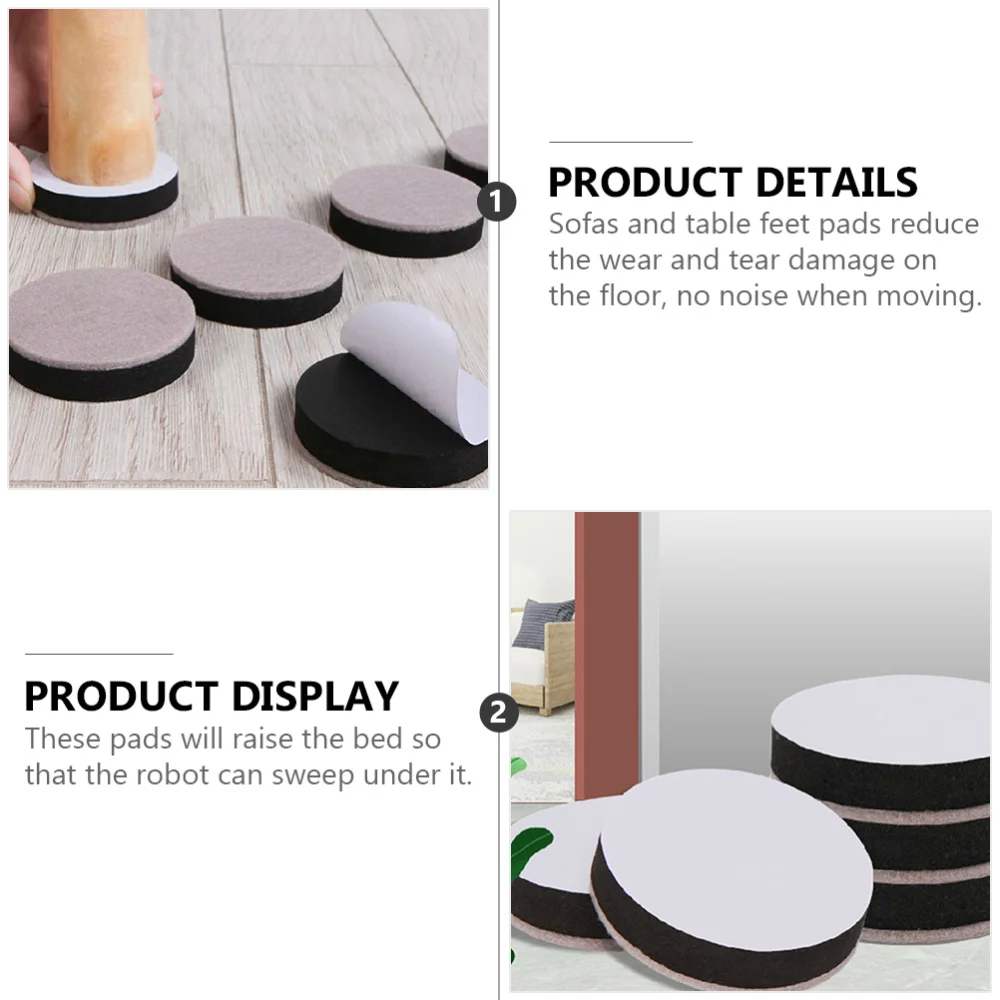 

1 Set 12Pcs Felt Floor Protectors Table Furniture Feet Felt Pads (Black)