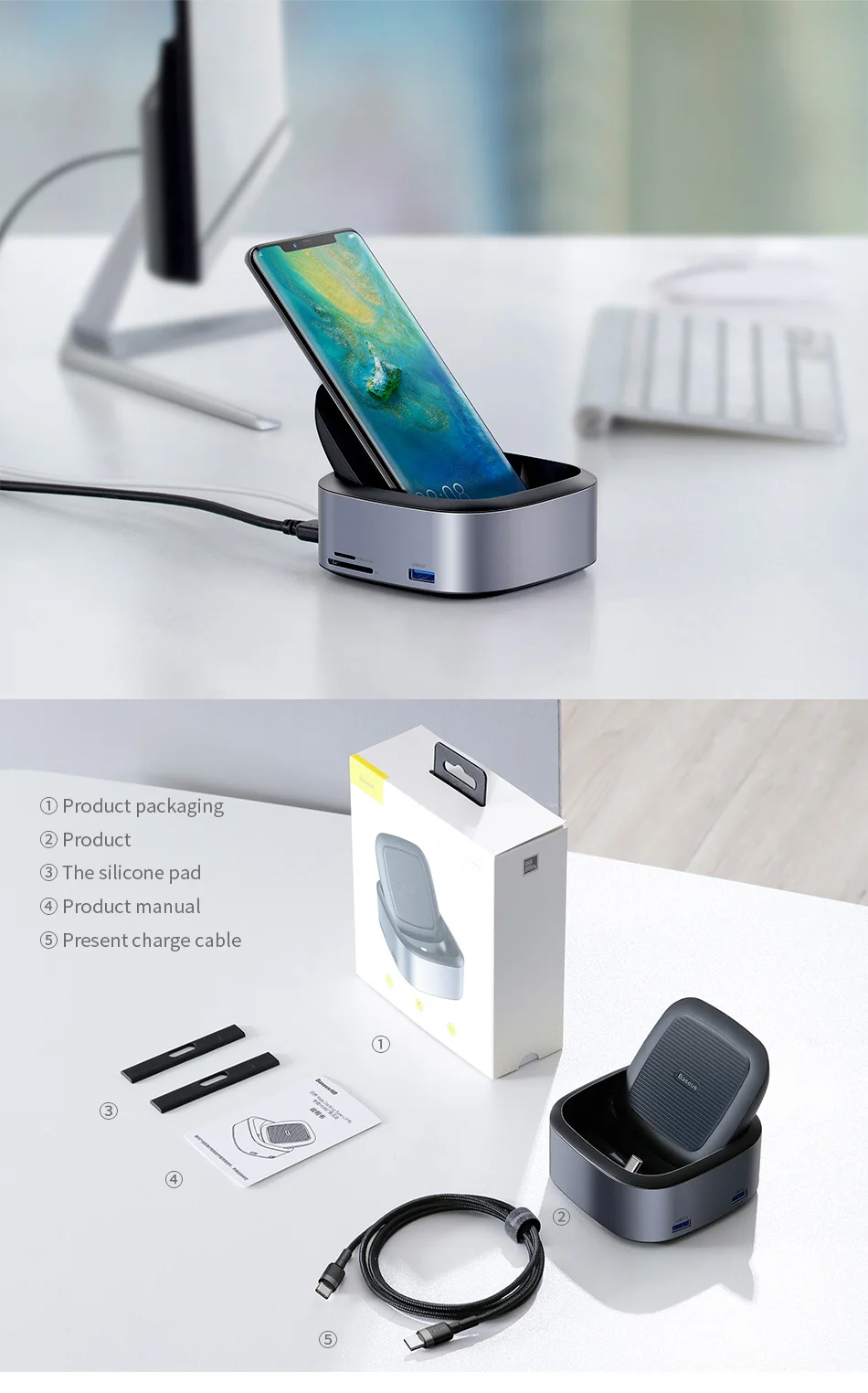 Baseus концентратор USB type c к HDMI 4k USB 3,0 концентратор type-c PD адаптер питания для MackBook Pro Air Qi Беспроводное зарядное устройство USB-C разветвитель