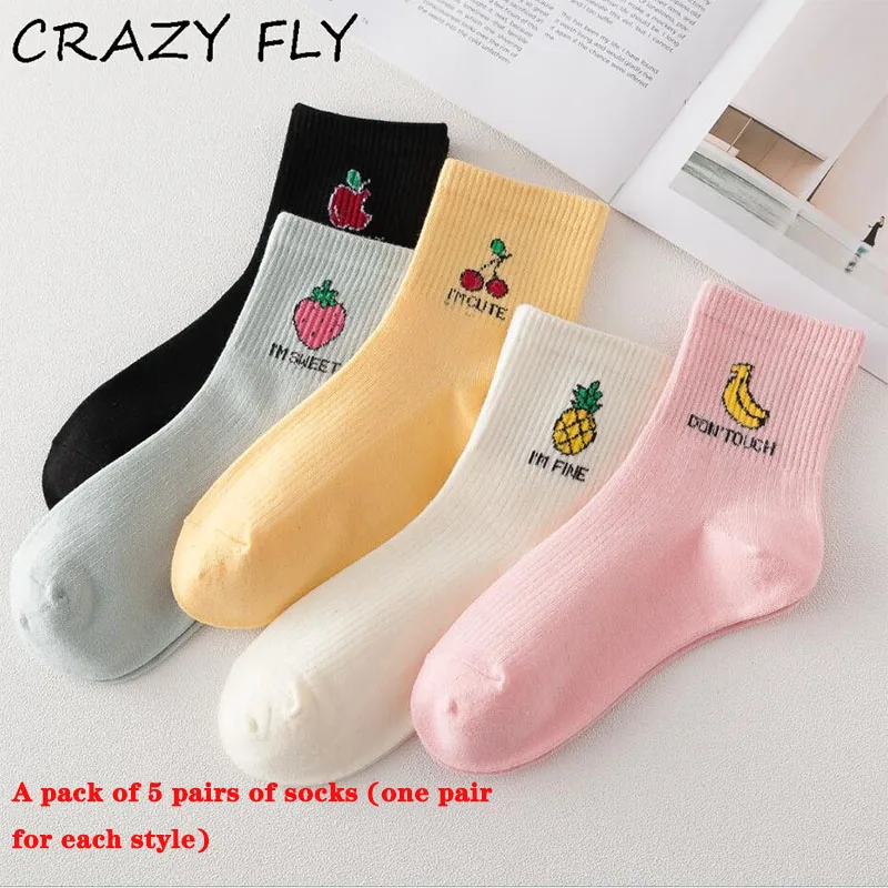 CRAZY FLY зимние банановые Хлопковые женские/мужские кавайные носки с фруктами милые