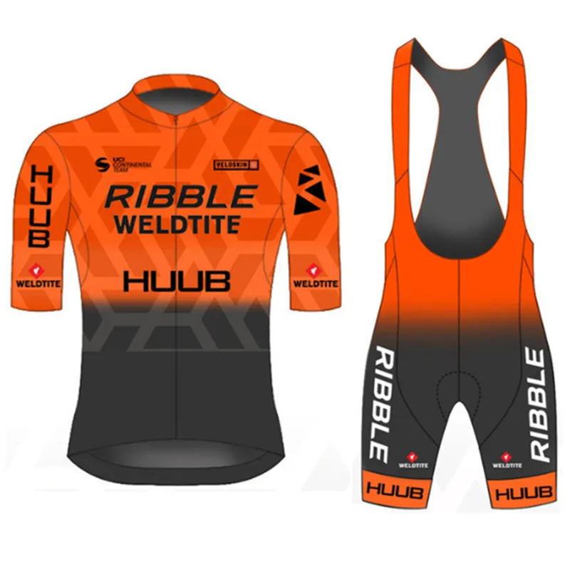 

Ribble weldtite Men summer Huub short sleeve jersey bib shorts sets cycling racing clothing ciclismo maillot roadcycling apparel