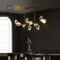 postmodern black crystal copper hanging lamps led chandelier lighting lustre suspension luminaire lampen for dinning room