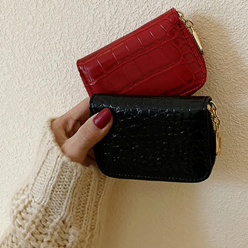 

Держатель для кредитных карт из крокодиловой кожи, Женский кошелек на молнии, чехол для карточек унисекс