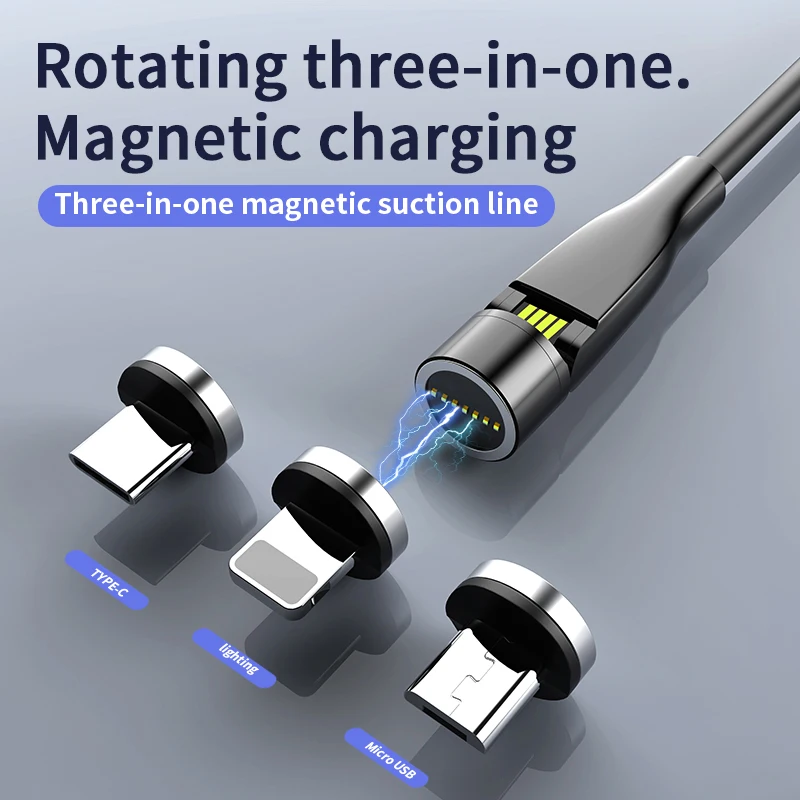 

1M 2M Magnetic Cable Micro USB 540 degree Rotation Charging Type C 3A Fast Charging For iPhone 11 Pro Max 8Plus Samsung Xiaomi