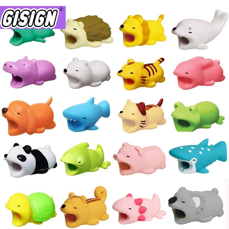 1pcs cute cable bite animals protector for android iphone charging cord cable buddies cartoon cable biter phone holder accessory free global shipping