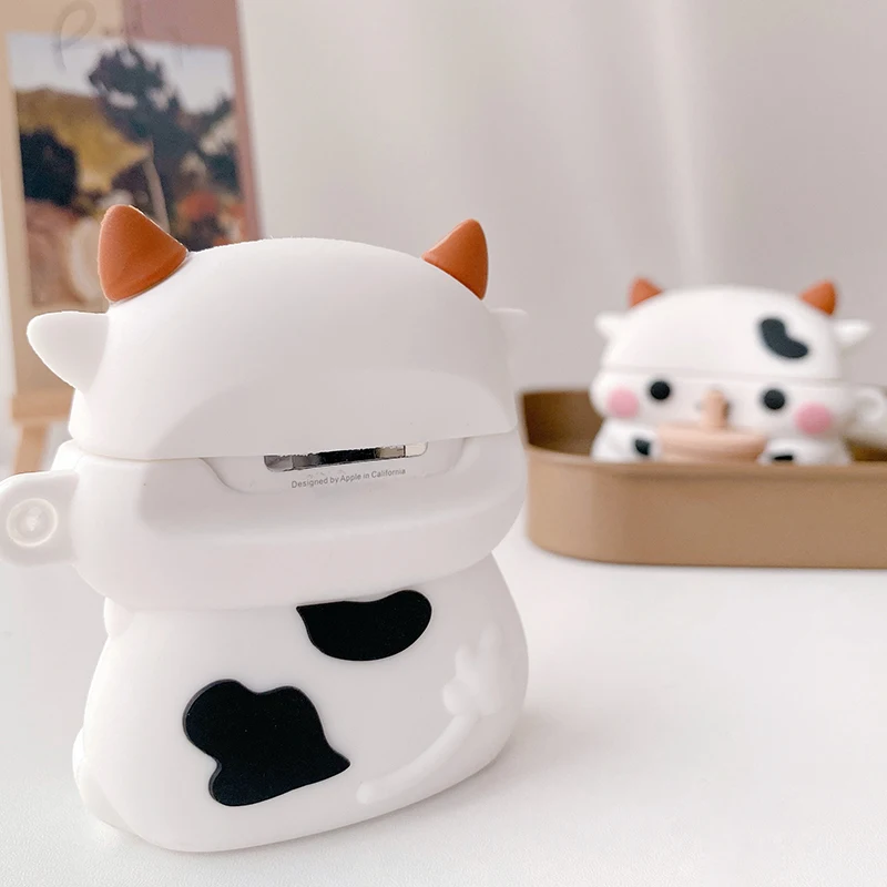 

Cute Cow Earphone Protective Cover Suitable for AirPods 1 2 Soft Silicone Protective Cover Anti-drop Earphone Accessories