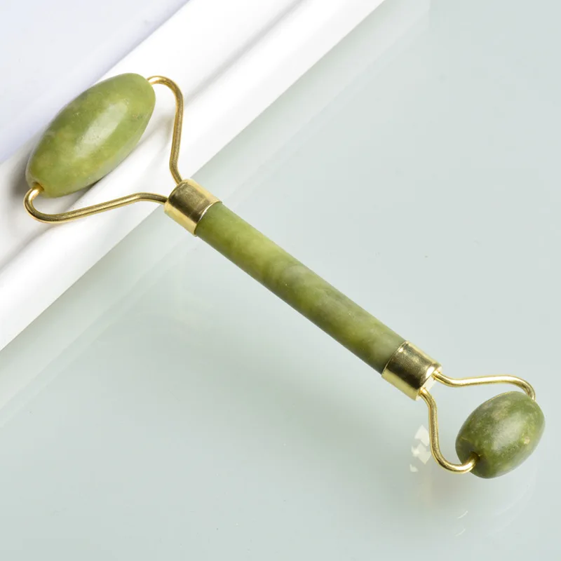 Jade роликовый массажер для лица с двойной головкой Натуральный камень лифтинга и