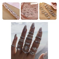 15pcsset finger ring retro rhinestone rings widely usage women rings kit