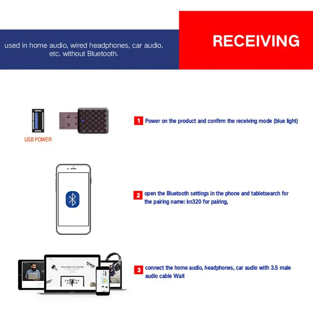 Bluetooth 5 0 аудио приемник передатчик мини стерео USB разъем 3 мм для ТВ ПК