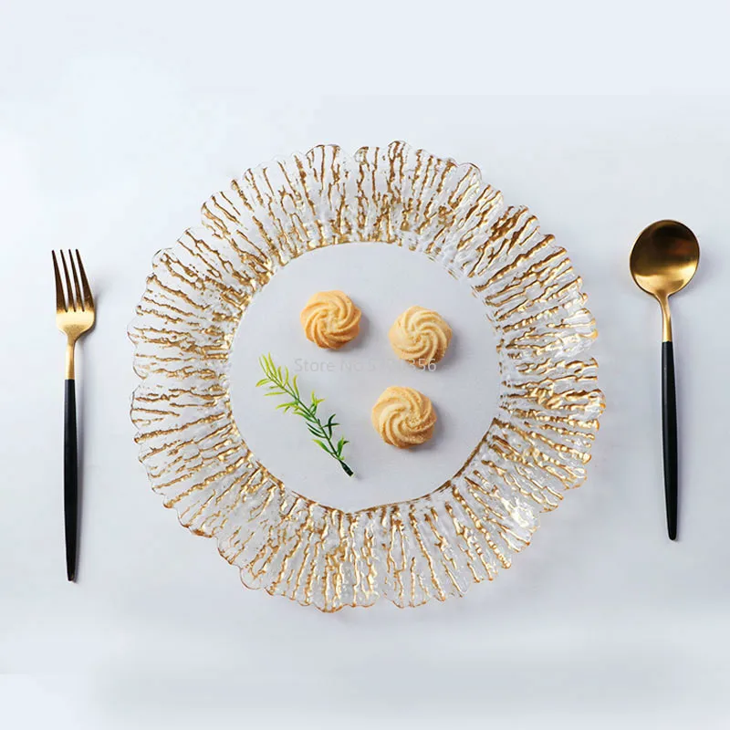 

High-quality Glass Tableware Dinner Plate Consumer and Commercial Glass Plate Bark Plate Japanese Creative Fruit Plate