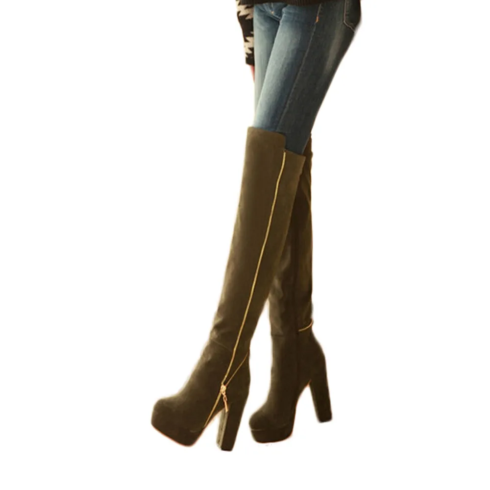 Side Zipper Winter Boots Women Fashion Round-Head Thick High-Grade Wear-Resistant Anti-Slip Over-Knee Boots zapatos de mujer