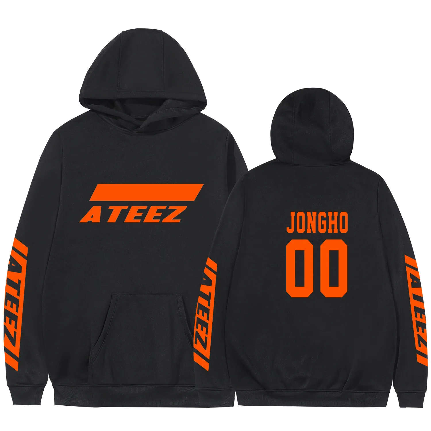 Ateez Kpop альбом толстовка с карманом Crewneck флисовая теплая Kawaii Haajuku Зимние толстовки с длинными рукавами