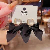 2022 fashion crystal bow knot stud earrings for women korean sweet black bowknot drop earring girls party jewelry gifts