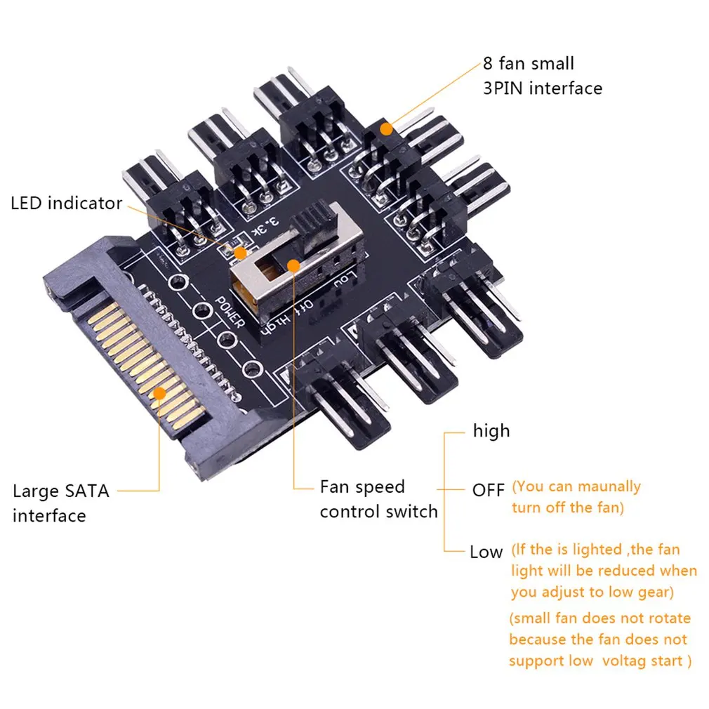 Разветвитель SATA Power 1to8 3 контакта 12 В Высокоскоростной контроллер | Компьютеры и