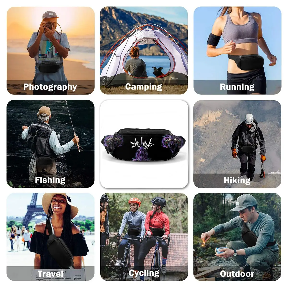 

Berserk Anime Waist Bag Climbing Male Waist Pack Polyester Print Bag