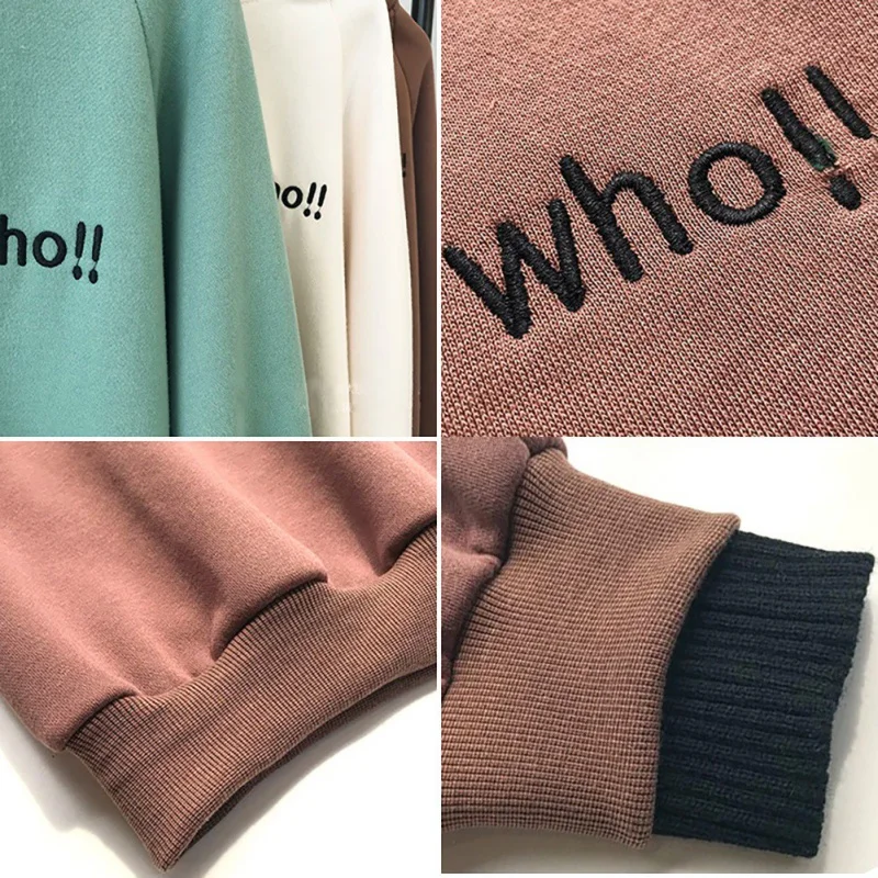 

Hoodies Women Korean Style Sweatshirt Autumn Winter Two Pieces Turtleneck Long-sleeved Thick Pullover For Women Tracksuit W3