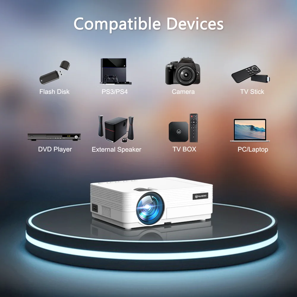 VANKYO Leisure 470 мини-проектор HD 1080P Wi-Fi синхронизирует экран смартфона 250 дюйма с