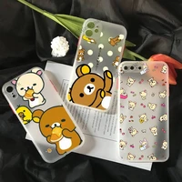 cute rilakkuma phone case for iphone 11 12 pro max xs xr x 8 7 plus white matte translucent cover