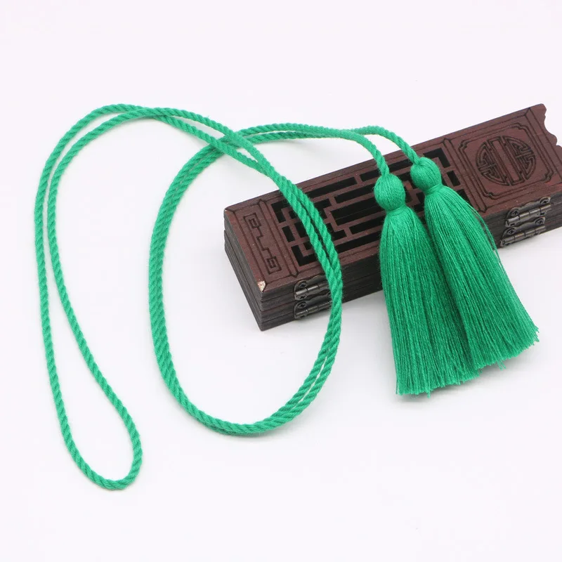 2 шт. двухконцевые длинные 134 см Tieback кисточки DIY ремесла Ювелирные изделия занавес одежды Декор шелковый шнур изолента кисточки кулон - Цвет: Green tassls