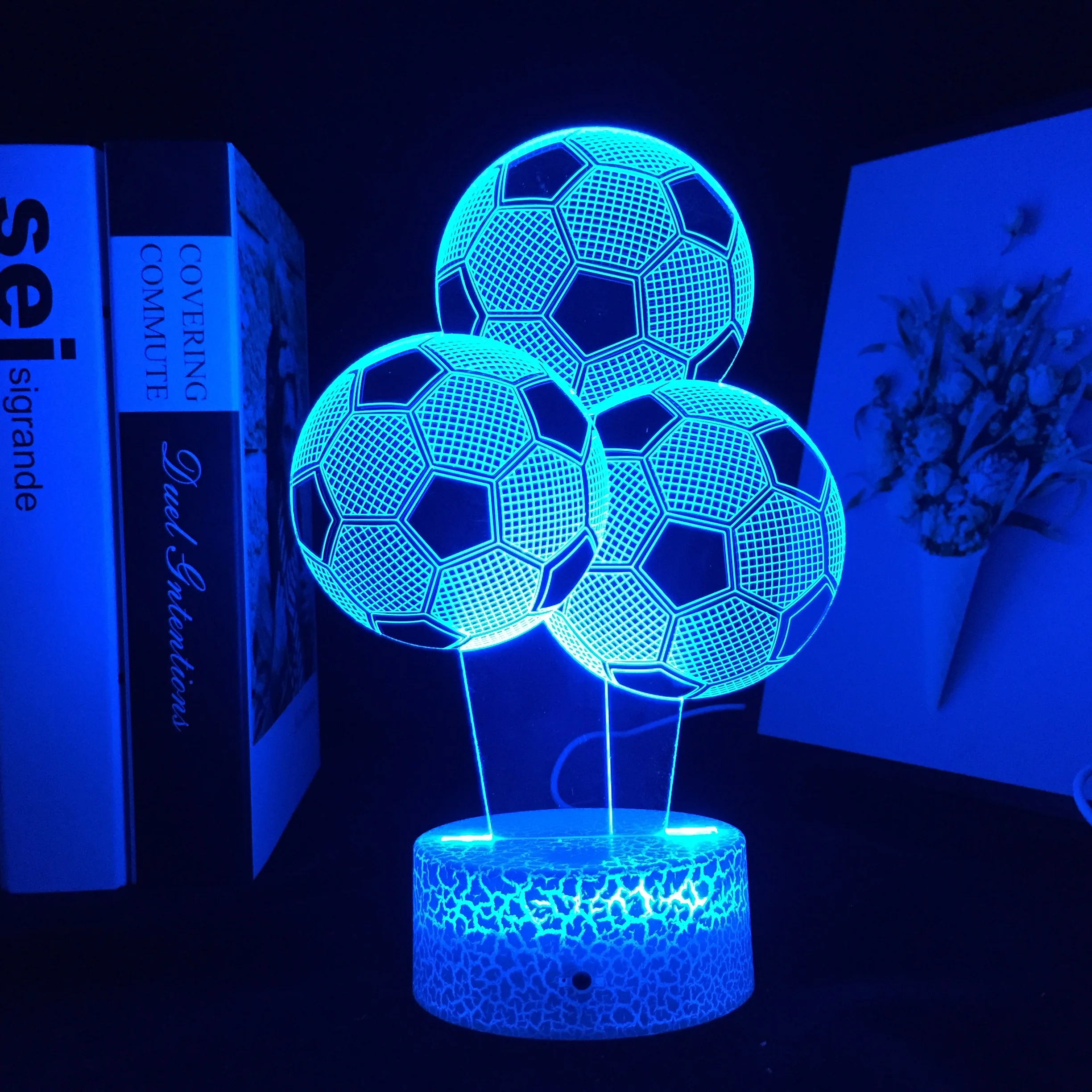 

Football Sport 3D LED Night Light Touch Remote SwitchColorful Lamp for Bedroom Decoration Footballlovers Gift Acrylic Table Lamp