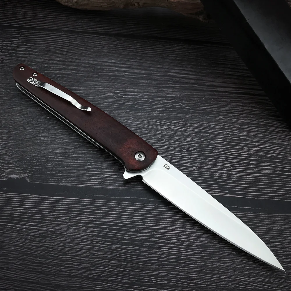 

Free Shipping Folding Knife D2 Steel Blade Rosewood Handle Camping Self-defense Hunting Survival Fruit EDC Tool Fruit Knives