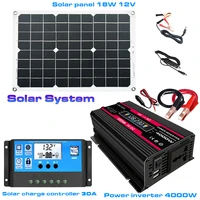 solar power generation system dual usb 18w solar panel4000w power inverter30a solar charge controller solar system set