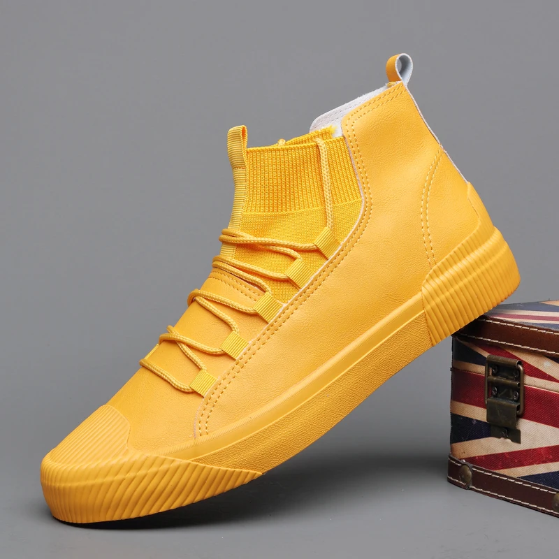 Мужские кожаные ботинки износостойкие лоферы черные вулканизированные в