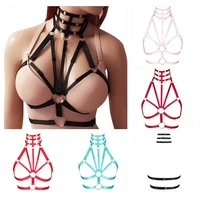 harajuku wine red binding neck hollow chest top sexy ladies wedding belt accessories pole dance clothing bdsm harness lingerie