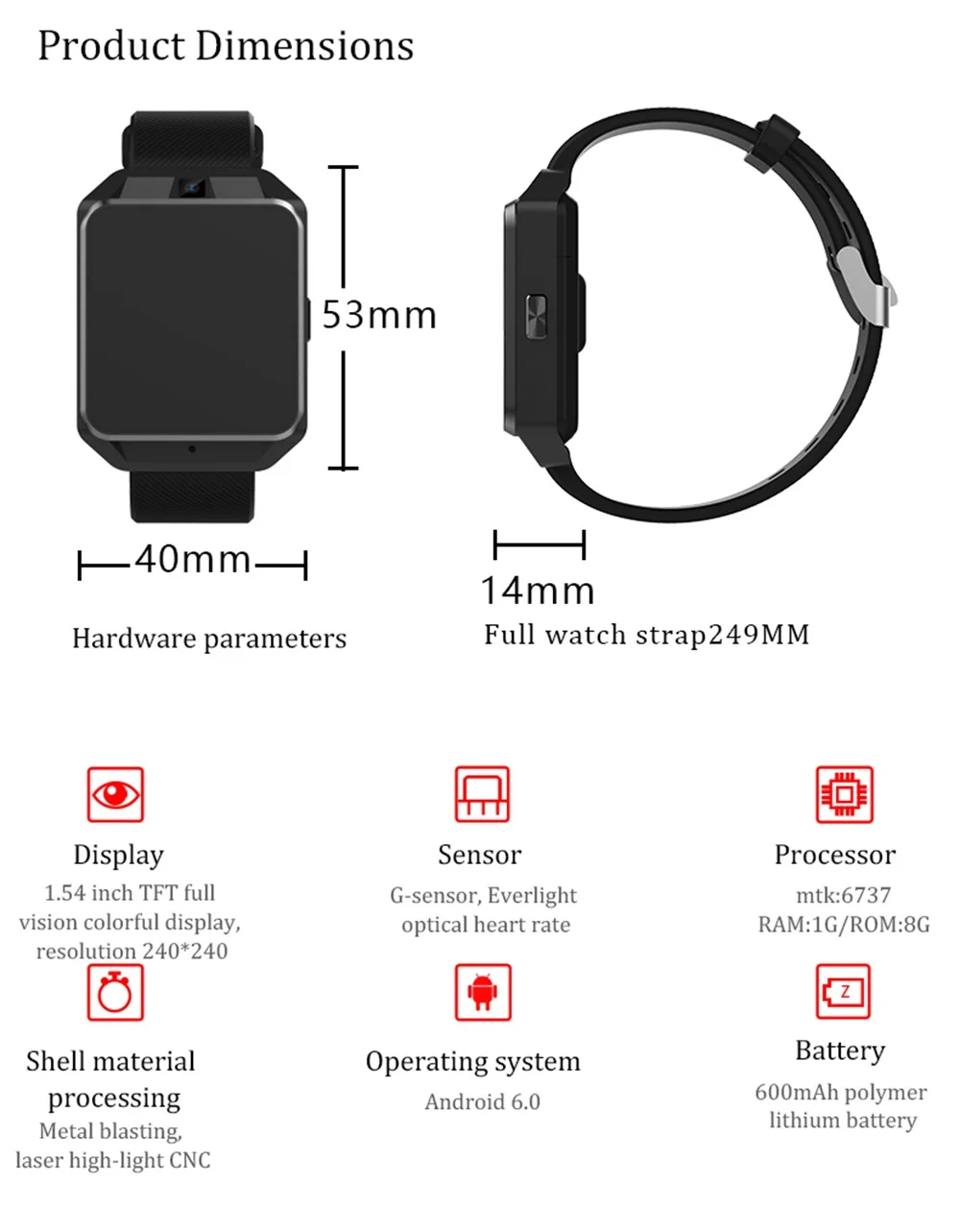 Greentiger H5 sim-карта 4G Смарт-часы для мужчин gps WiFi четырехъядерный 1 г ОЗУ 8 г ПЗУ пульсометр воздуха давление будильник, часы, секундомер VS B57