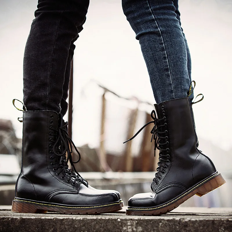Популярные мотоциклетные ботинки для влюбленных мужские зимние боевые с высоким